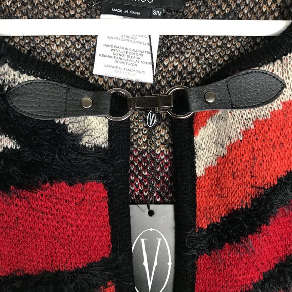 Vertigo Women's Burnt Orange Striped Cape Fringed - Picture 8 of 11